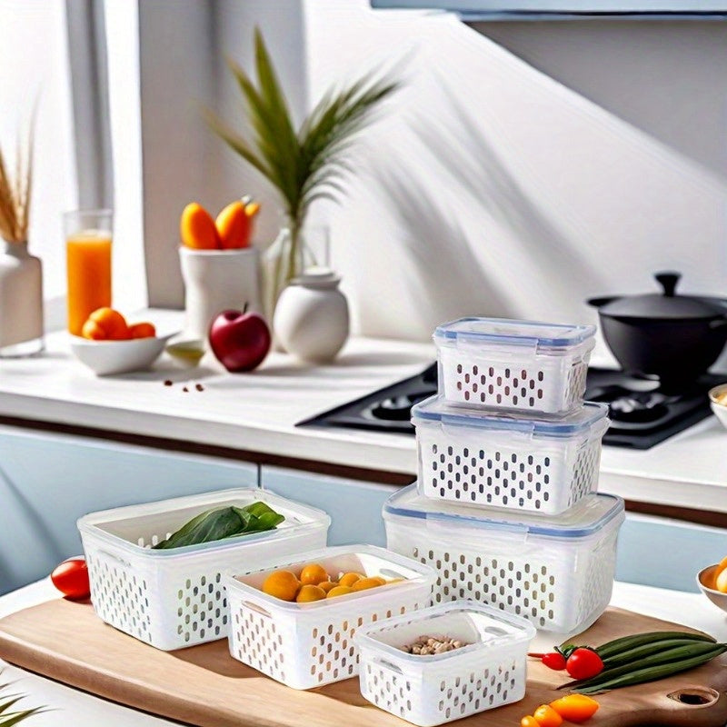 4-Piece Refrigerator Storage Bins Set Leak-Proof Airtight Food Safe