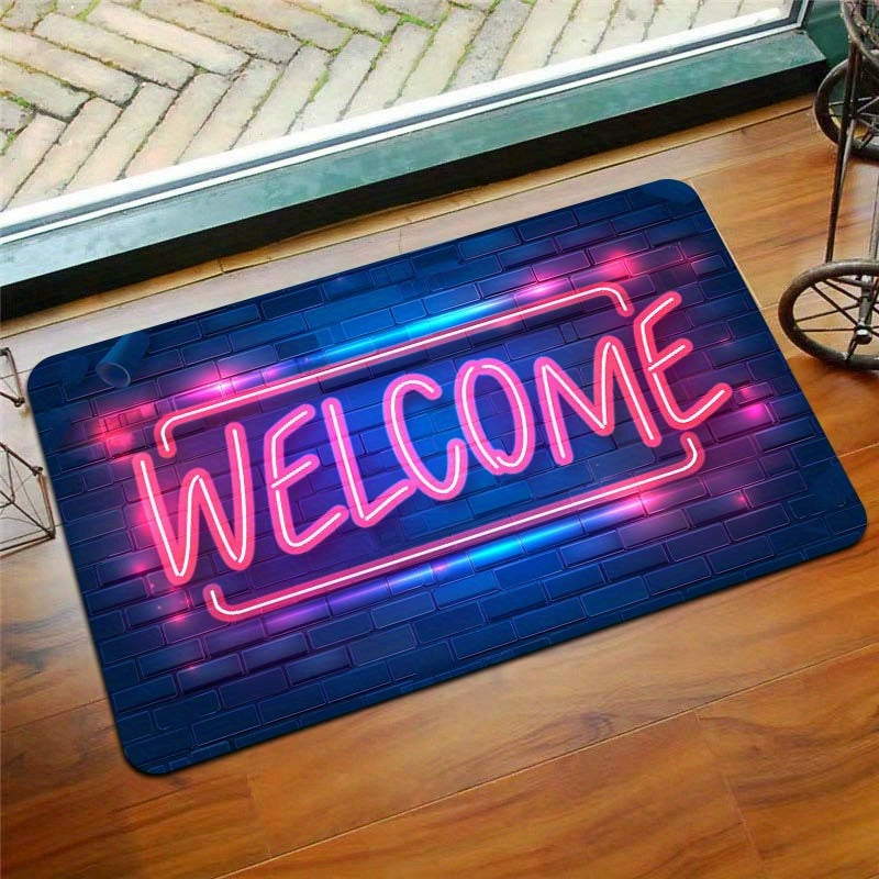 Neon Light Up Doormat Non-Slip Indoor Rug Polyester 8mm Thick Entryway Bedroom
