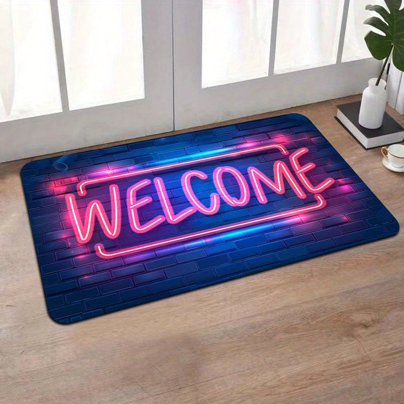 Neon Light Up Doormat Non-Slip Indoor Rug Polyester 8mm Thick Entryway Bedroom