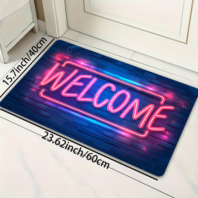 Neon Light Up Doormat Non-Slip Indoor Rug Polyester 8mm Thick Entryway Bedroom