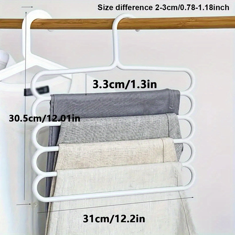5-Layer White Plastic Pants Hanger Organizer for Pants Skirts and Scarves Space-Saving Vertical Storage