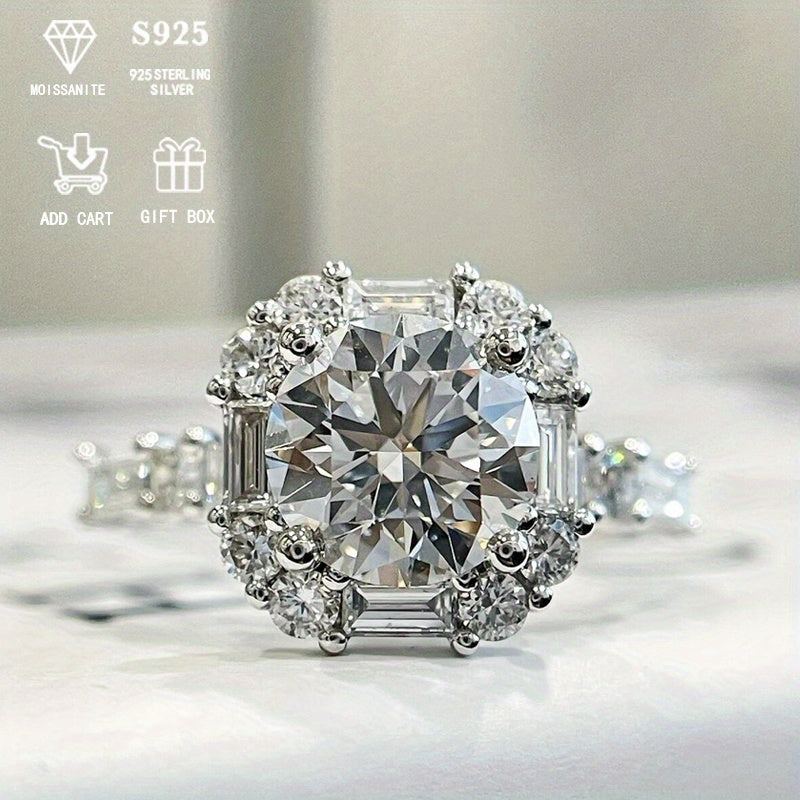 Ayollar uchun Vintage Court Style 2 Karat Moissanite To'yuzuk - Nafis Luks Buyum, Gippoallergen 925 Sterling Kumush Qoplama, Mukammal Taklif yoki To'y Yubileyiga Sovg'a, Ajoyib Sovg'a Qutisi bilan Birga - Ajoyib Sevgililar Kuni Zargarlik Tanlovi