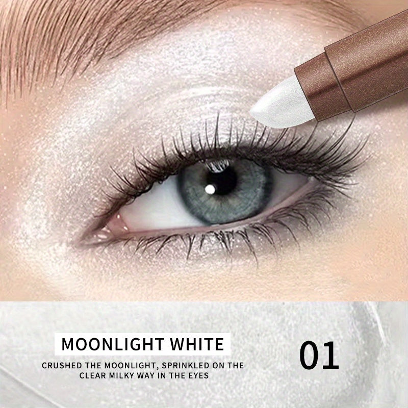 Women Shimmery Waterproof Eyeshadow Stick Pencil with Built-In Brush