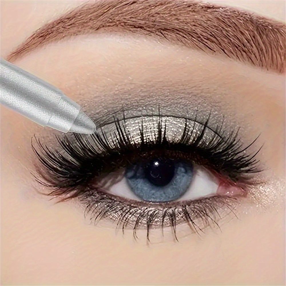 Women Shimmery Waterproof Eyeshadow Stick Pencil with Built-In Brush