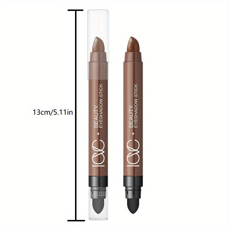 Women Shimmery Waterproof Eyeshadow Stick Pencil with Built-In Brush