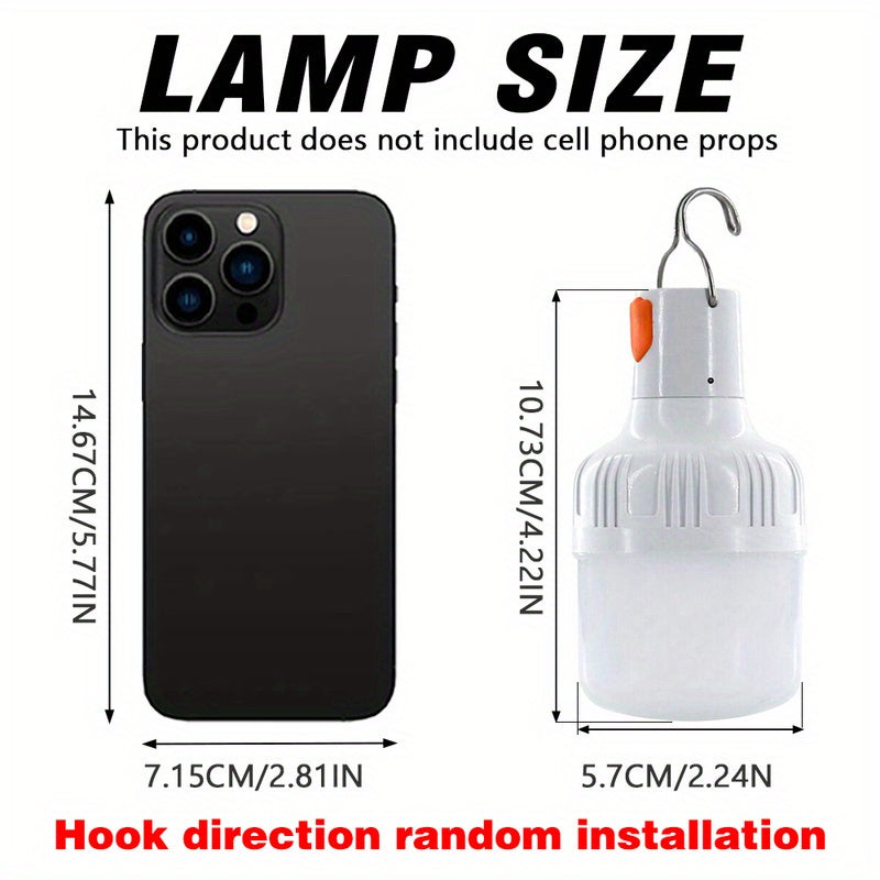 USB Rechargeable LED Camping Lantern with Hook for Outdoor Emergency and Portable Use