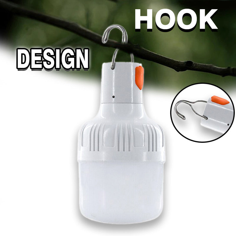 USB Rechargeable LED Camping Lantern with Hook for Outdoor Emergency and Portable Use