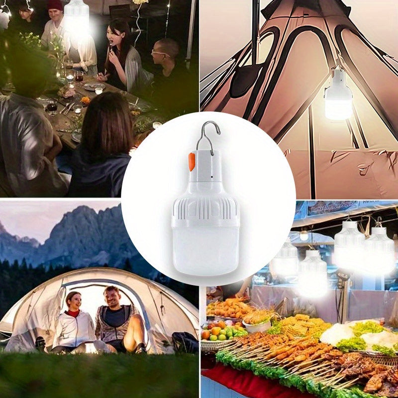 USB Rechargeable LED Camping Lantern with Hook for Outdoor Emergency and Portable Use