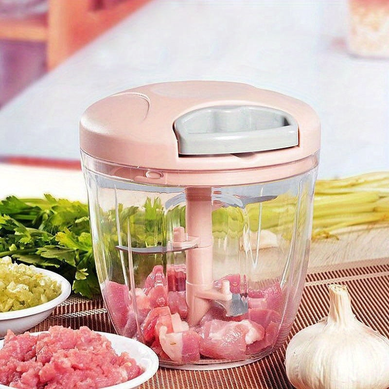 Manual Meat Grinder and Vegetable Chopper with 900ML Capacity, No Electricity Needed