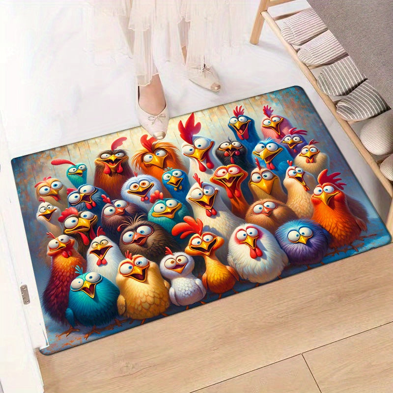 Welcome Home Non-Slip Doormat Flannel Turkey Design Washable Polyester Entryway Rug