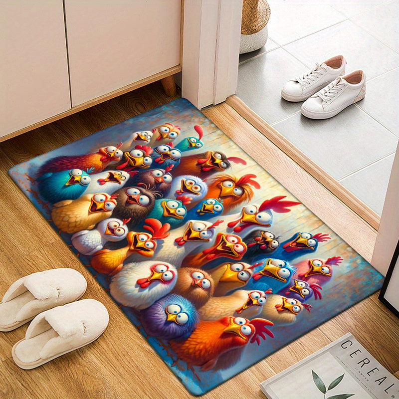 Welcome Home Non-Slip Doormat Flannel Turkey Design Washable Polyester Entryway Rug