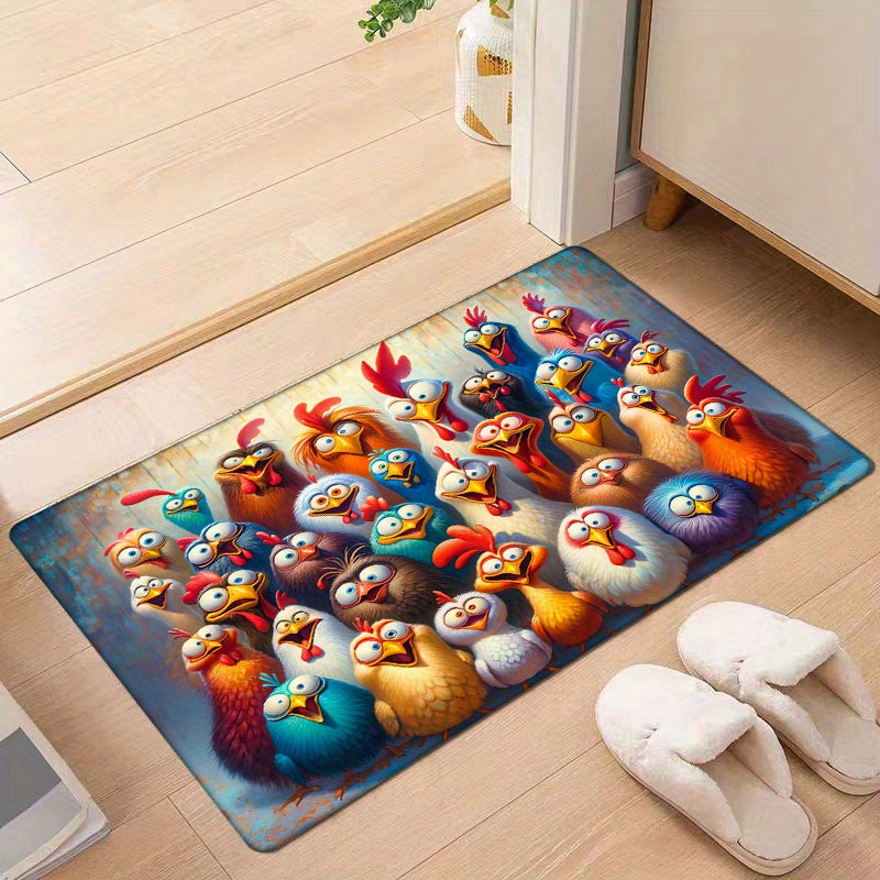 Welcome Home Non-Slip Doormat Flannel Turkey Design Washable Polyester Entryway Rug