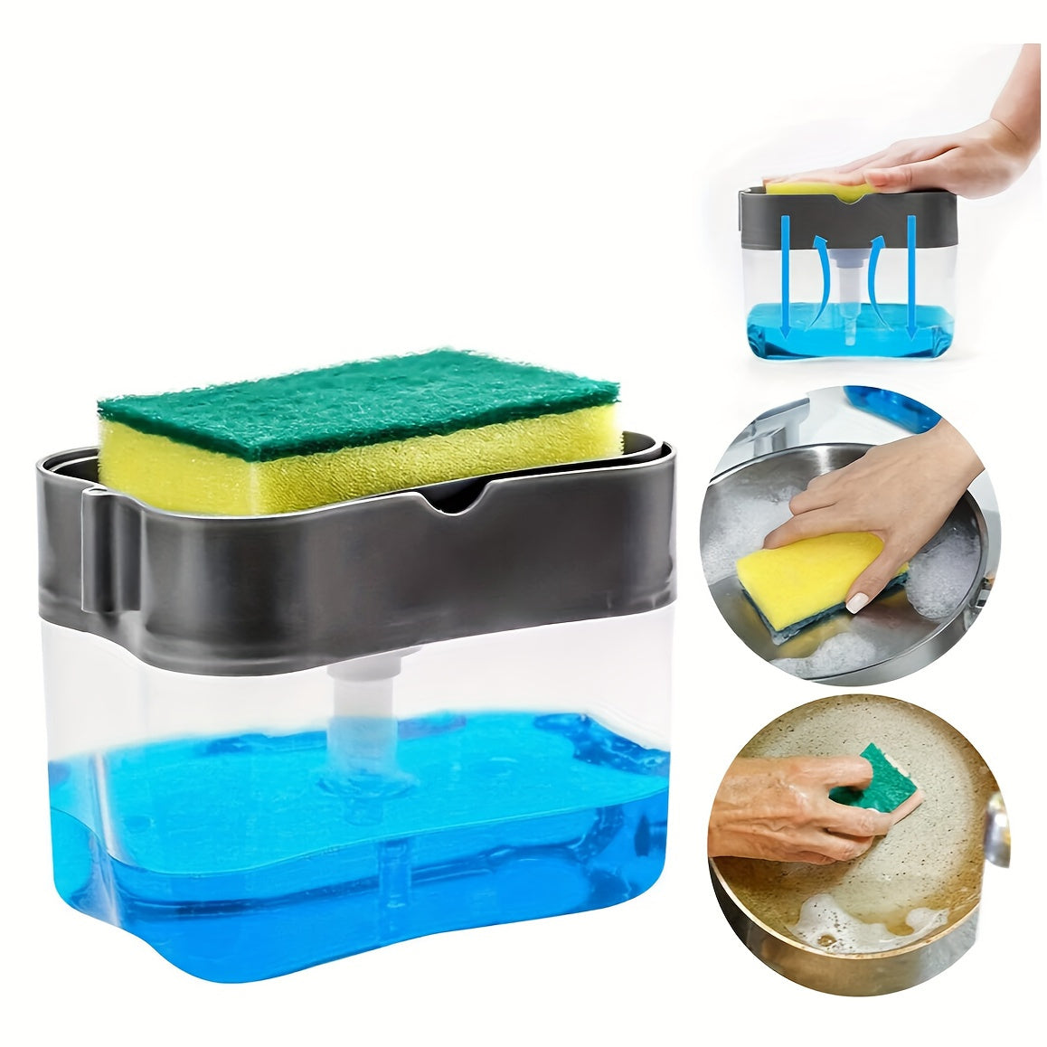 Gray Countertop Organizer with Dish Soap Pump and Sponge Holder