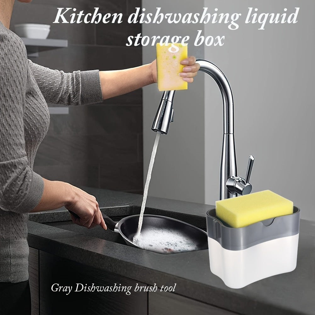Gray Countertop Organizer with Dish Soap Pump and Sponge Holder