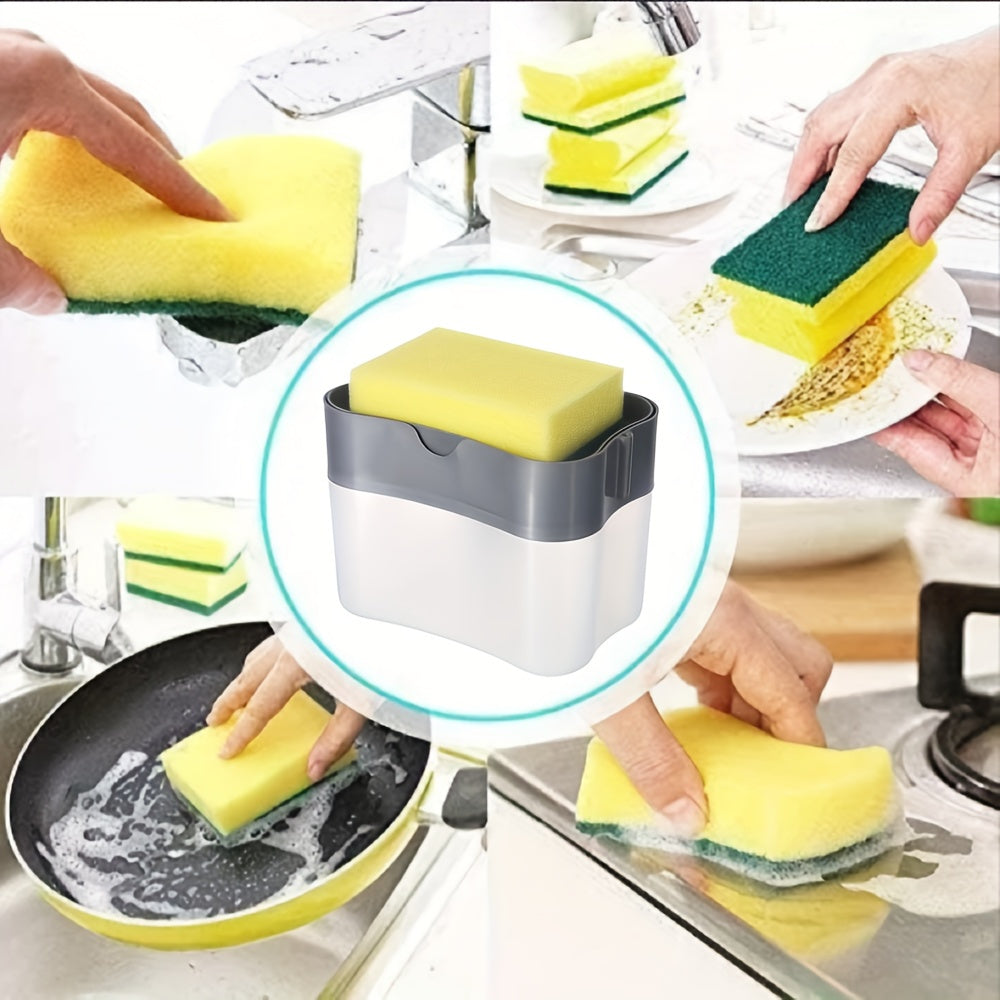 Gray Countertop Organizer with Dish Soap Pump and Sponge Holder