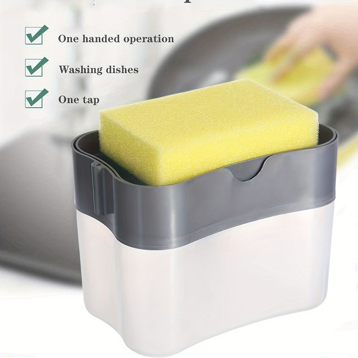 Gray Countertop Organizer with Dish Soap Pump and Sponge Holder