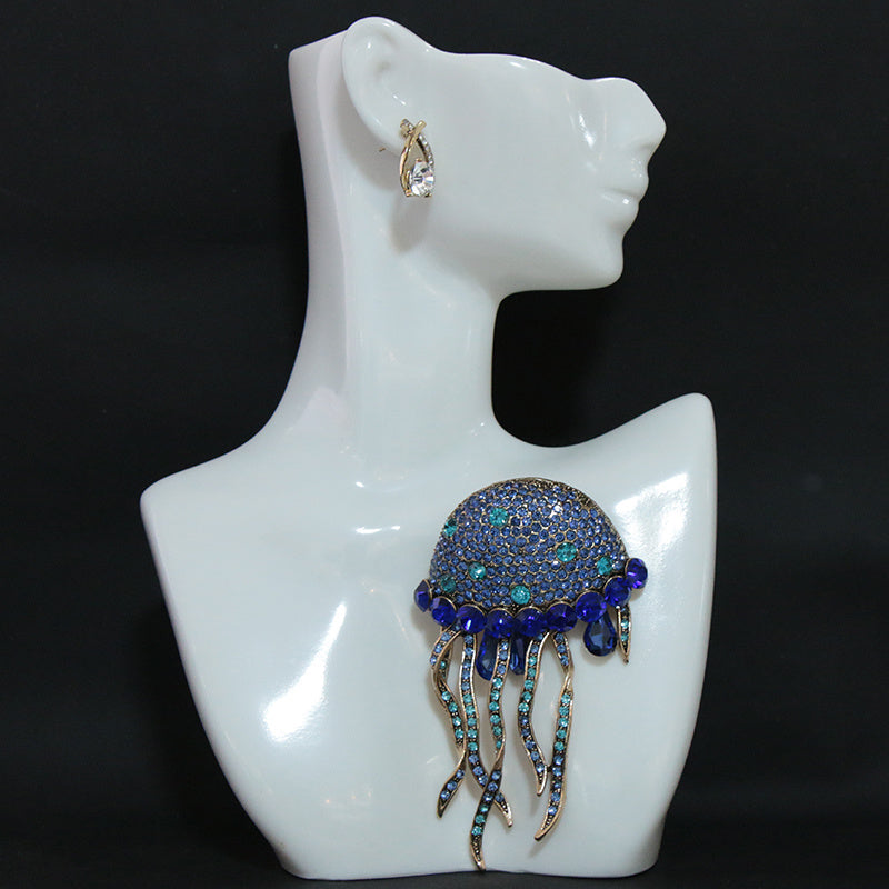 Elegant Rhinestone Jellyfish Brooch with Tassel for Women's Sweaters