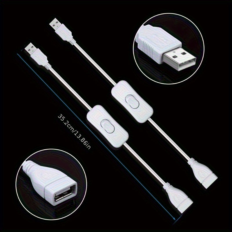 Bir nechta qurilmalar, masalan, haydash yozuvchisi, LED stol lampasi, USB ventilyatori va LED lenta uchun yoqish/o'chirish tugmasi bilan USB kabel.