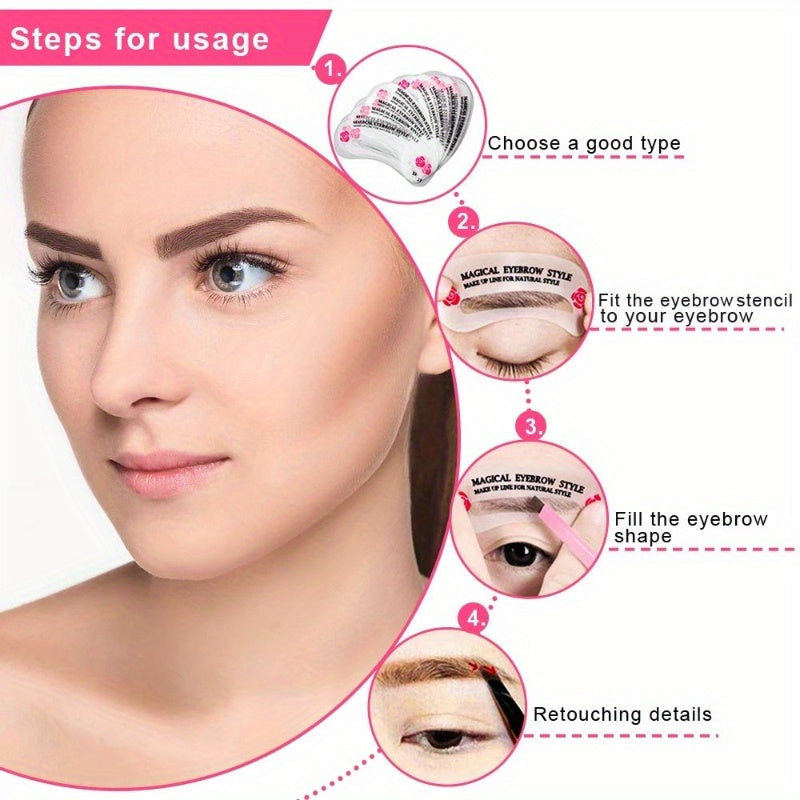 Набор многоразовых трафаретов для бровей на 24 шт. с инструментами для моделирования для начинающих
