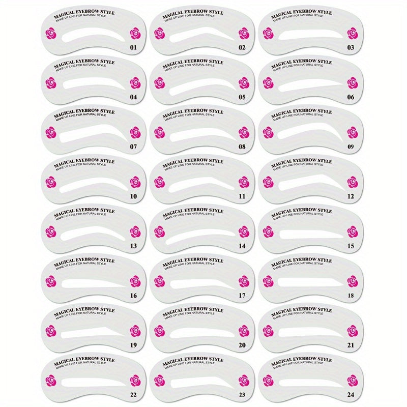 Набор многоразовых трафаретов для бровей на 24 шт. с инструментами для моделирования для начинающих
