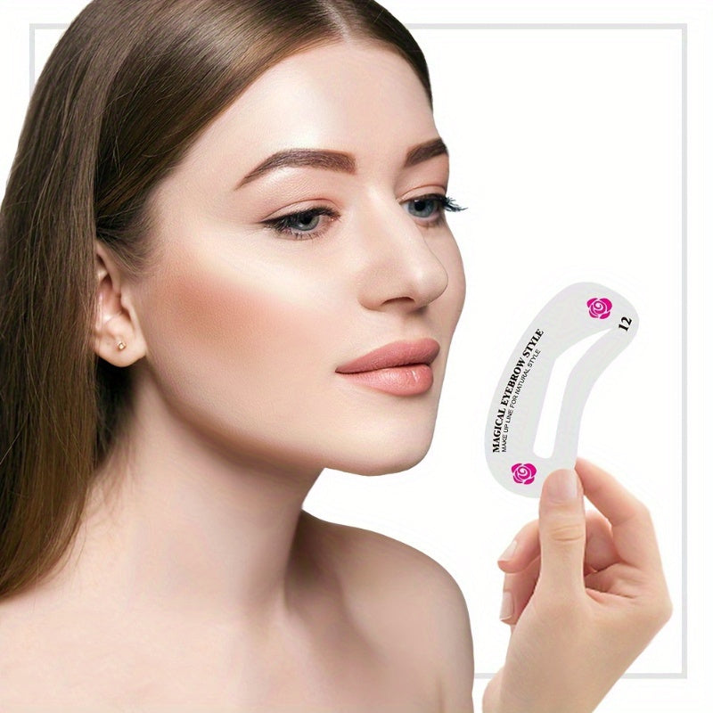 Набор многоразовых трафаретов для бровей на 24 шт. с инструментами для моделирования для начинающих