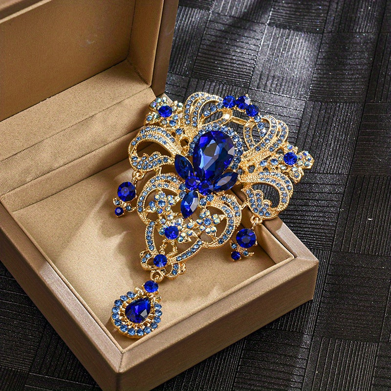 Antique-Inspired Crystal Flower Brooch Rhinestone Jewelry for Scarves and Clothing