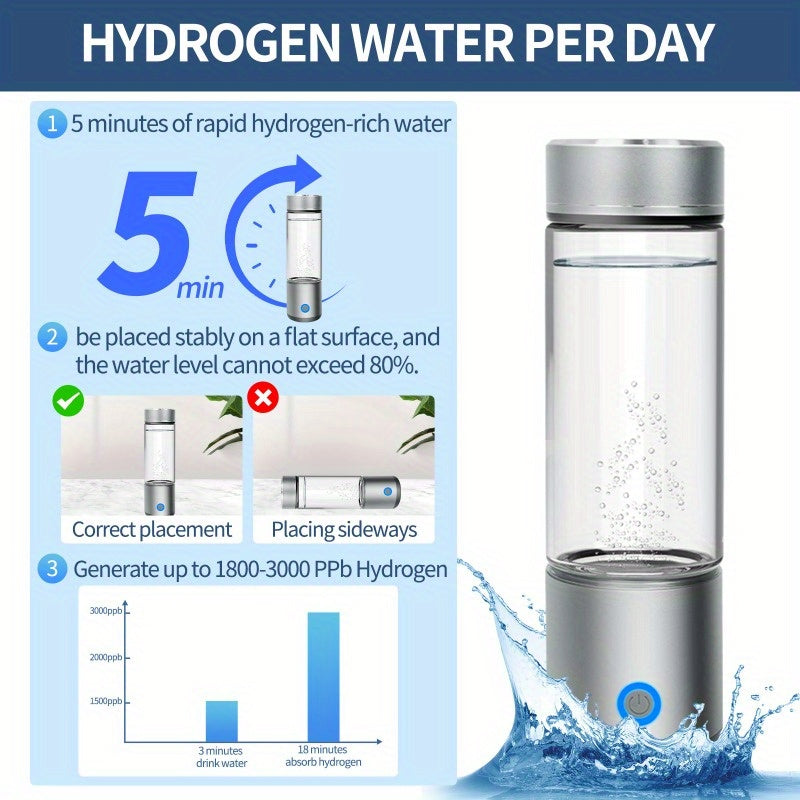 Portable Hydrogen Water Cup for Beauty and Health Rechargeable USB Charging