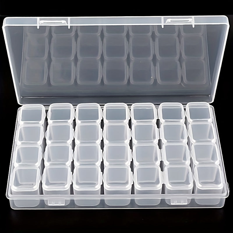 Clear Plastic Storage Organizer Box with 28 Compartments for Jewelry Beads and Small Items