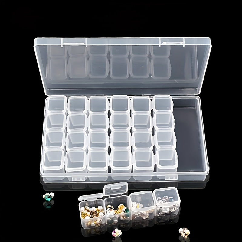 Clear Plastic Storage Organizer Box with 28 Compartments for Jewelry Beads and Small Items