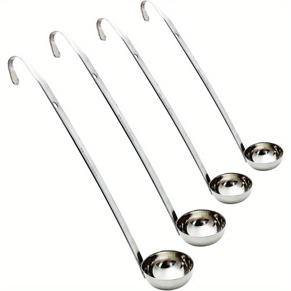 Set of 4 Stainless Steel Soup Ladles 1oz-4oz with Pouring Rims and Metal Handles