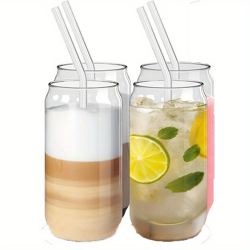 Glass Water Cup with Straw for Iced Coffee Beer and Tea 16oz Borosilicate Glass with Lid