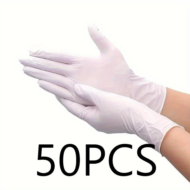 Disposable Nitrile Household White Gloves for Food Processing and Cleaning Pack of 50 or 100