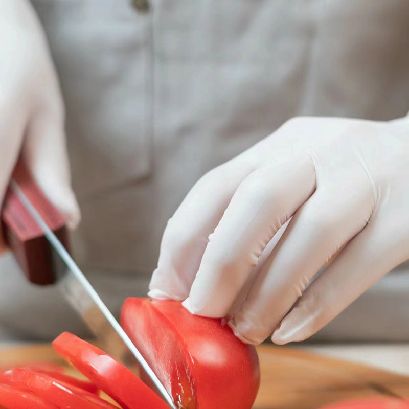 Disposable Nitrile Household White Gloves for Food Processing and Cleaning Pack of 50 or 100