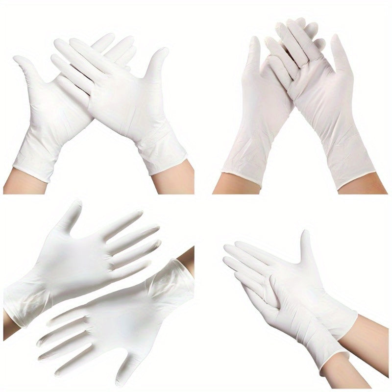 Disposable Nitrile Household White Gloves for Food Processing and Cleaning Pack of 50 or 100
