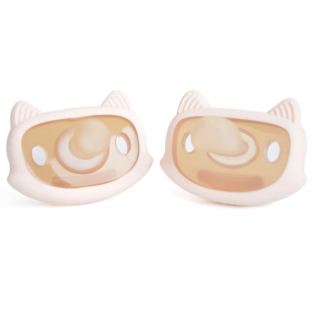 Pack de 2 chupetes de silicona para bebés para recién nacidos e infantes, forma de gato suave