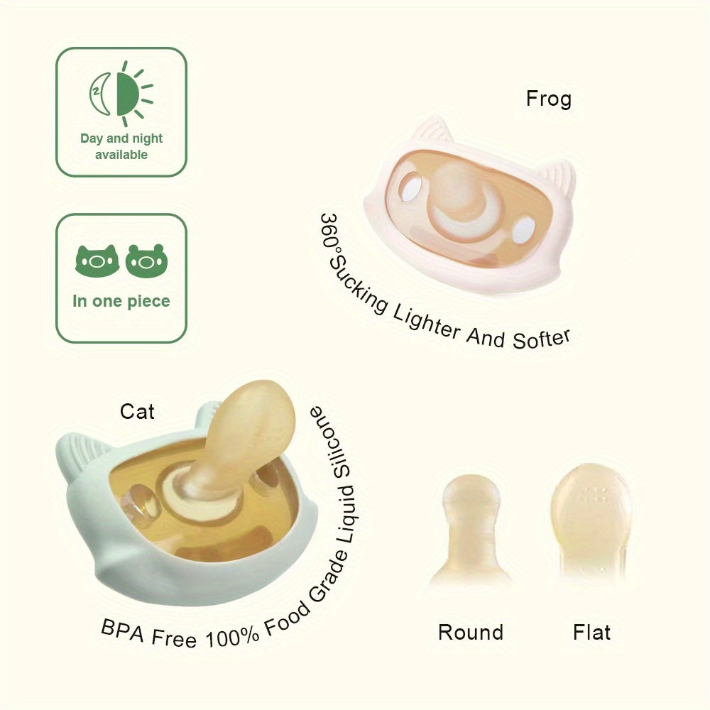 2-Pack Baby Silicone Pacifiers for Newborns and Infants Soft Cat Shape