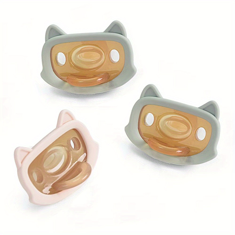 Pack de 2 chupetes de silicona para bebés para recién nacidos e infantes, forma de gato suave