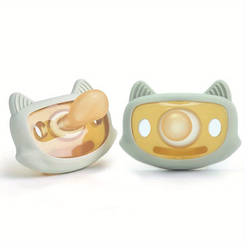 Pack de 2 chupetes de silicona para bebés para recién nacidos e infantes, forma de gato suave