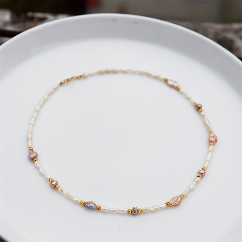 Freshwater Pearl Necklace Bohemian Style Irregular Baroque Design Unplated