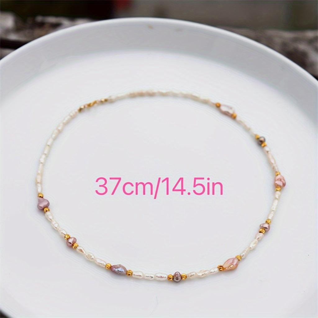 Freshwater Pearl Necklace Bohemian Style Irregular Baroque Design Unplated