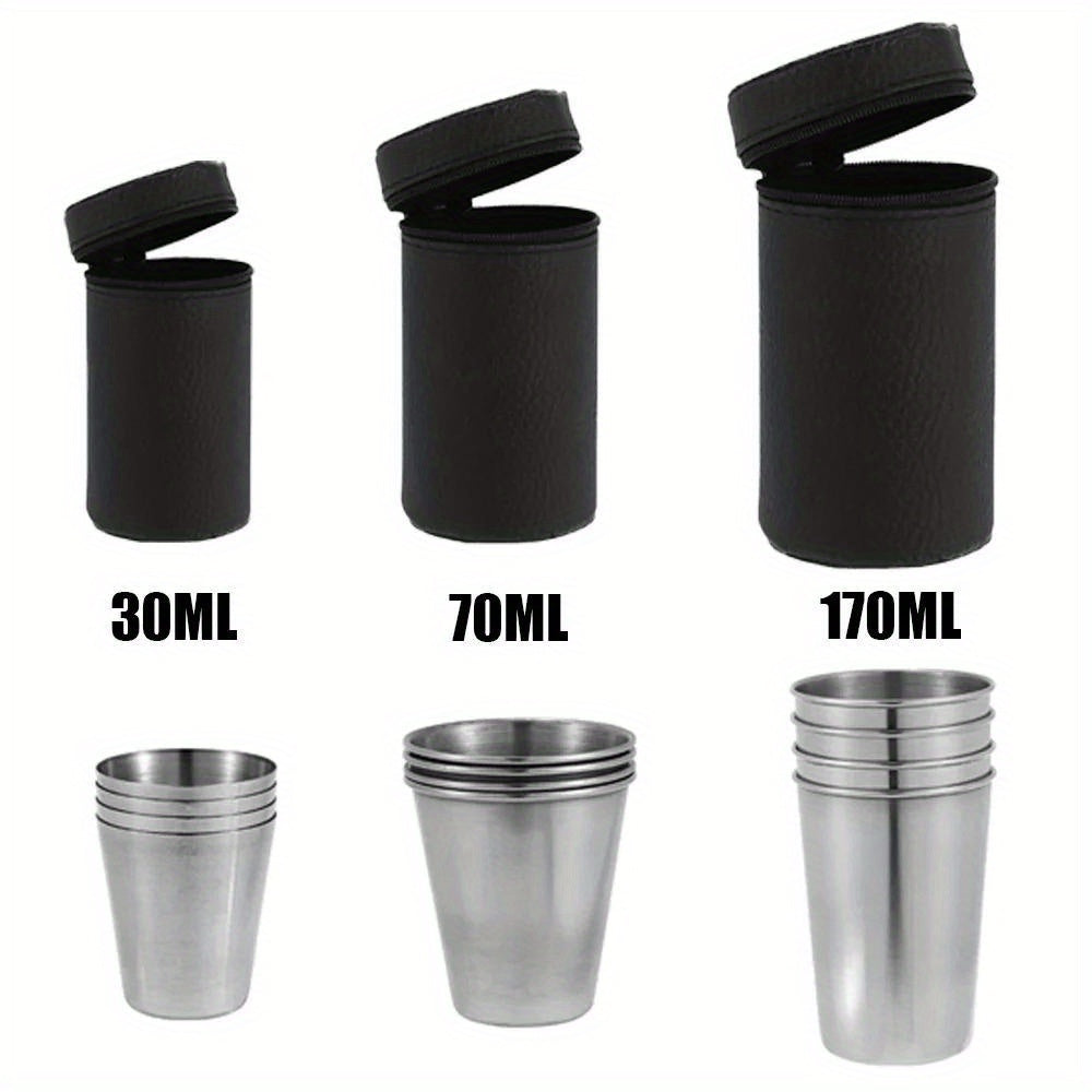 4pcs Stainless Steel Bullet Mugs 30/70/170ml with Cup Holder for Camping and Travel