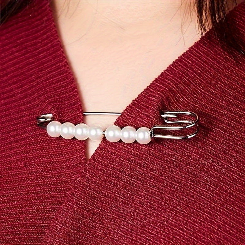 Ayollar uchun faux marjon bel belbog'li sharf xavfsizlik hijab klipi brosh seti