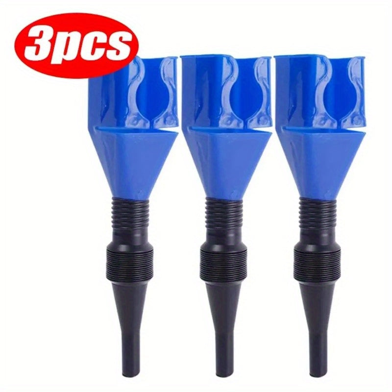 3Pcs Telescopic Plastic Funnels for Motorcycle Car Engine Oil Gasoline Transfer