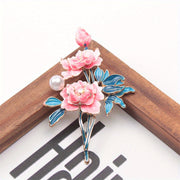 Peony Brooch Enamel Pin for Women Chinese-Inspired Floral Jewelry for Coats and Outfits