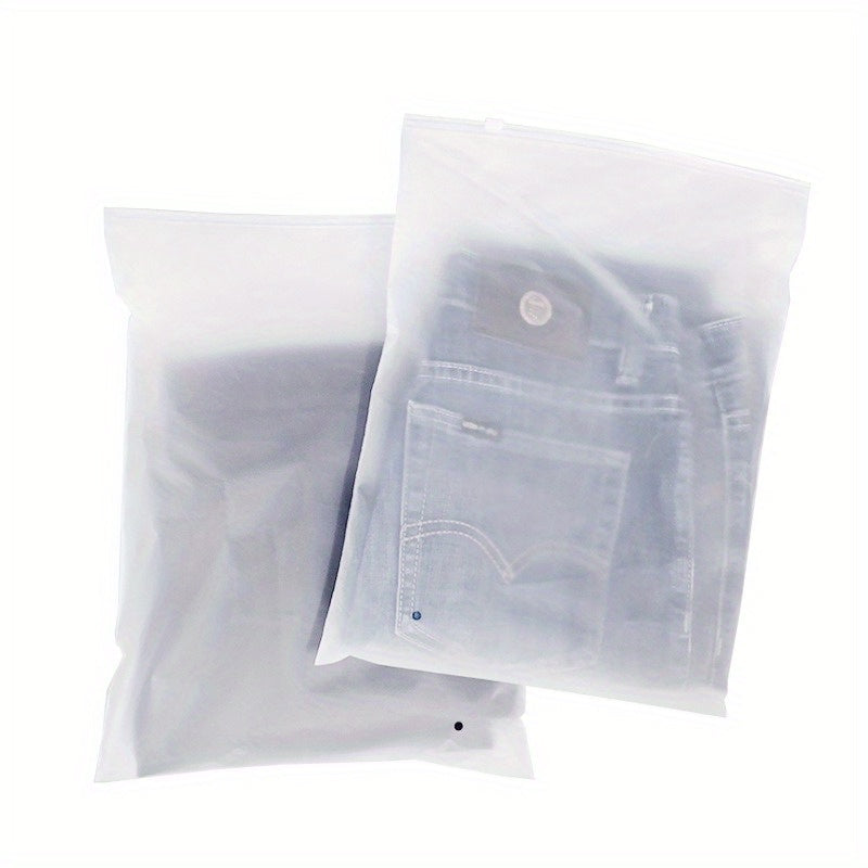 Zippered Plastic Storage Bags for Clothing Frosted Transparent Self-Sealing Pouches Multiple Sizes 10-50pcs