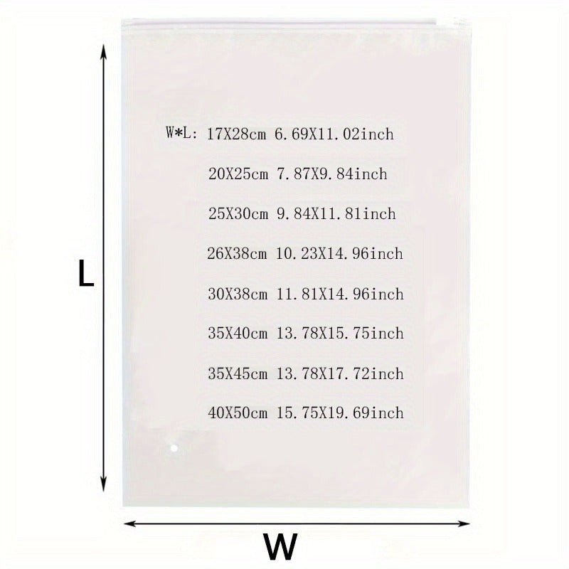 Zippered Plastic Storage Bags for Clothing Frosted Transparent Self-Sealing Pouches Multiple Sizes 10-50pcs