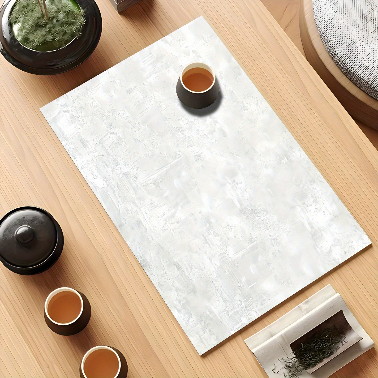 Non-Slip Marble Texture Dish Drying Mat Polyester Absorbent Kitchen Countertop Pad