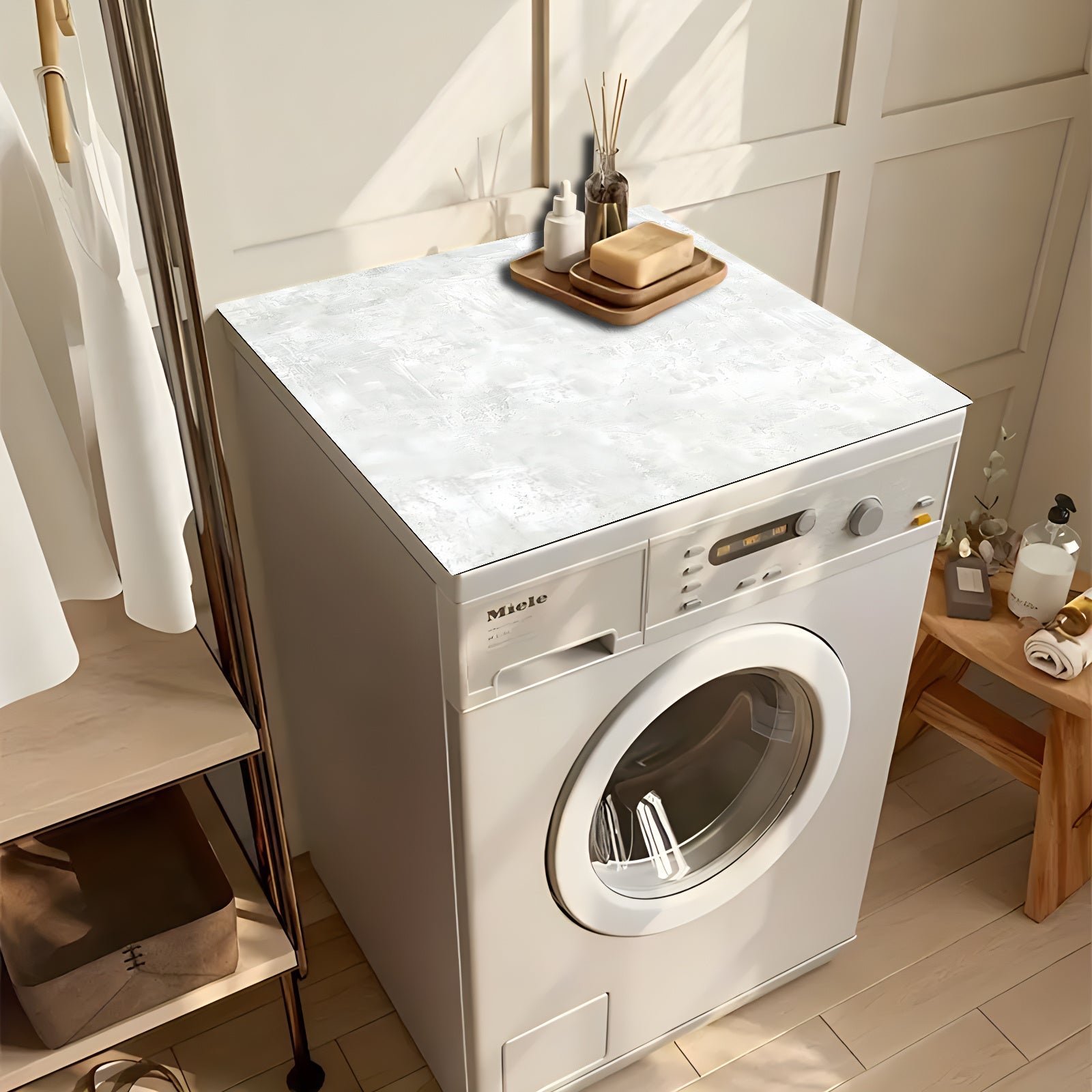 Non-Slip Marble Texture Dish Drying Mat Polyester Absorbent Kitchen Countertop Pad