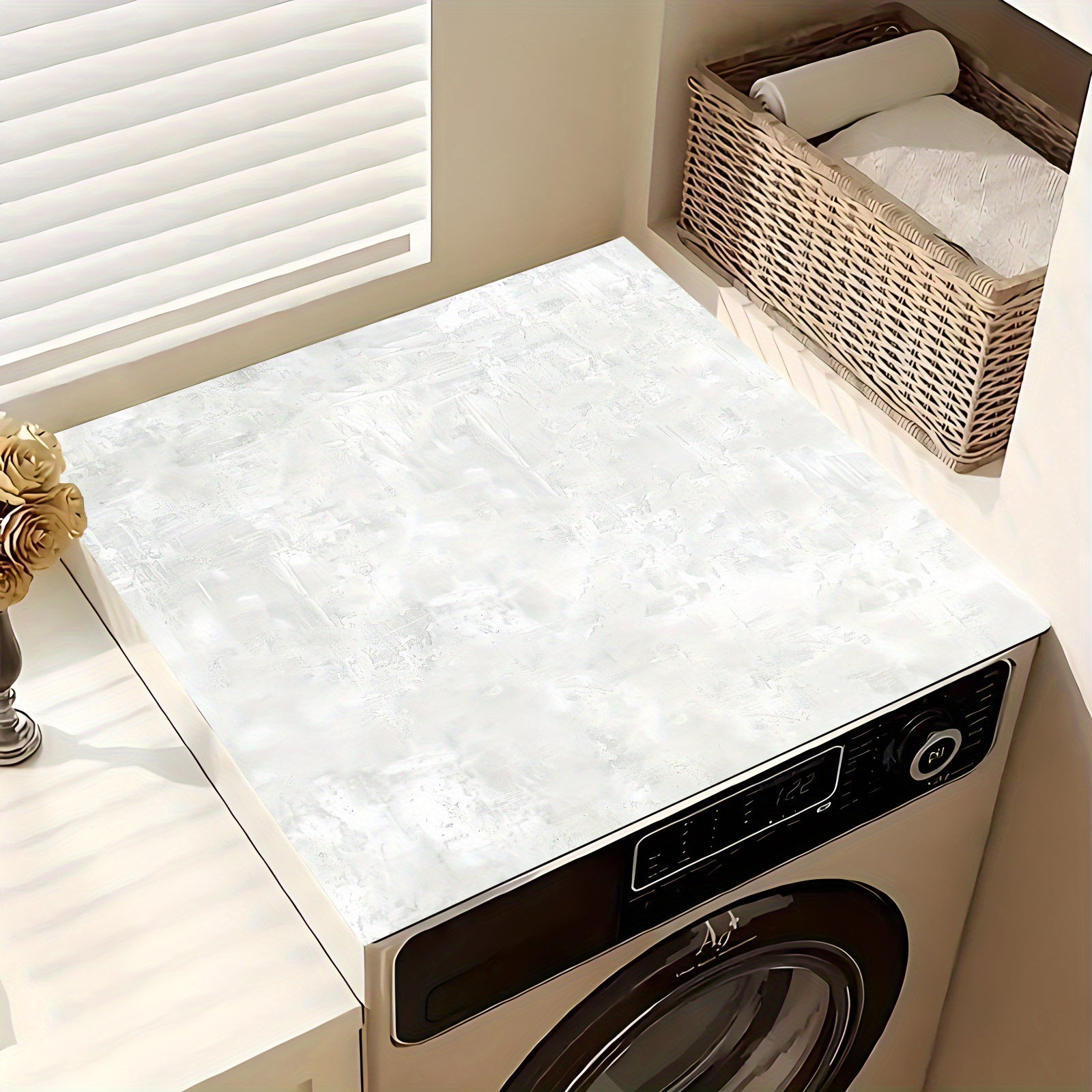 Non-Slip Marble Texture Dish Drying Mat Polyester Absorbent Kitchen Countertop Pad