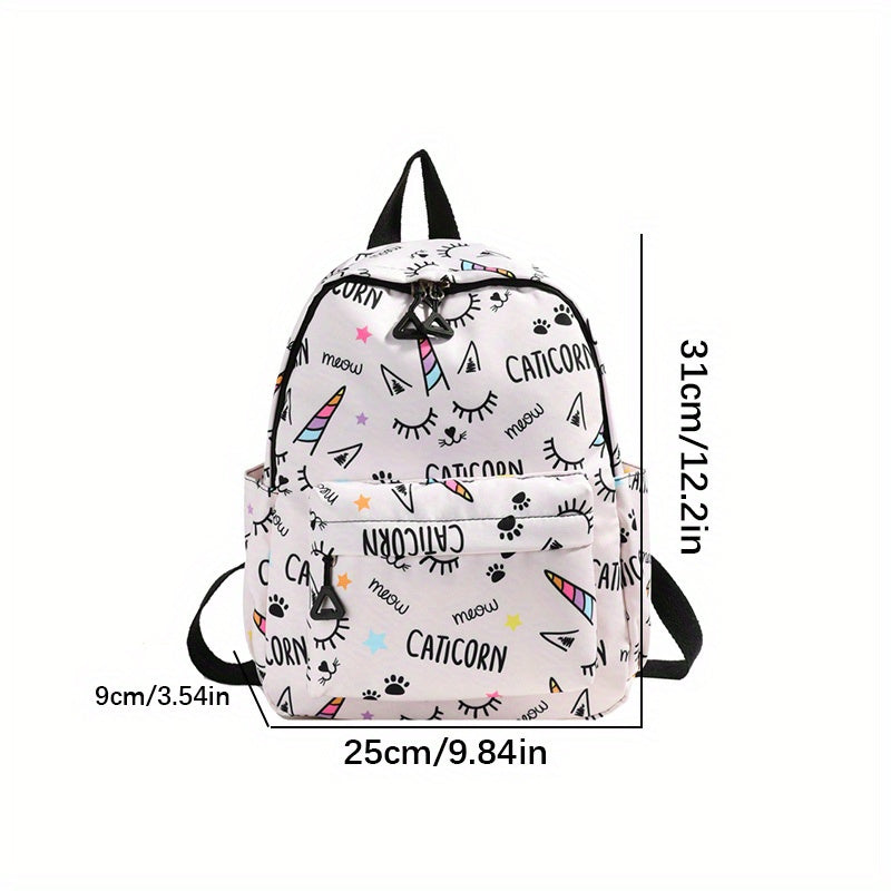 Girls School Backpack Nylon Cartoon Unicorns Adjustable Zipper High Capacity